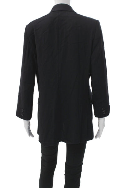 Max Mara Unisex Black Collared Button Long Sleeve Cupro Blazer Size 10