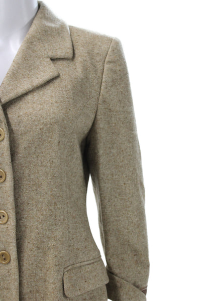 Blue Eagle Les Copains Womens Beige Wool Blazer Button Collared Size 44