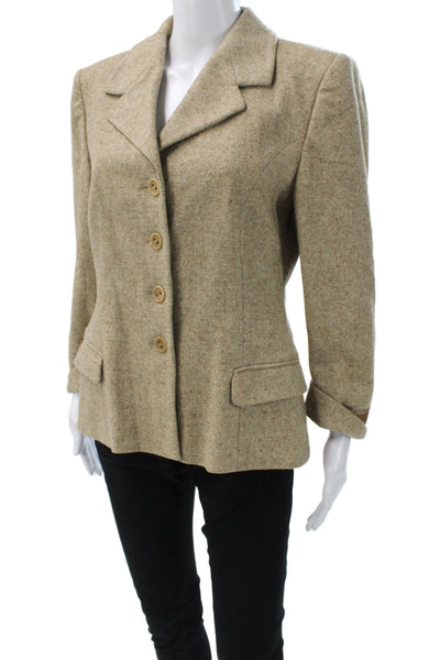 Blue Eagle Les Copains Womens Beige Wool Blazer Button Collared Size 44
