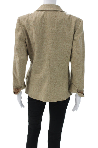 Blue Eagle Les Copains Womens Beige Wool Blazer Button Collared Size 44
