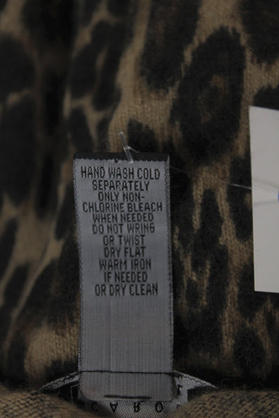 Carole Little Women Cardigan Leopard Beige Button Cotton Wool Size L