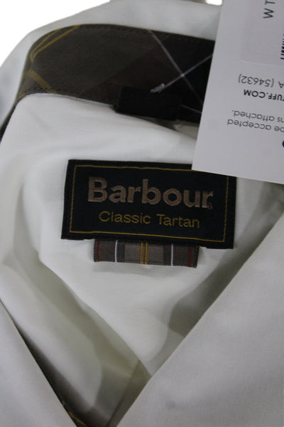Barbour Womens White Cotton Collared Button-Up Top Long Sleeve Size 12