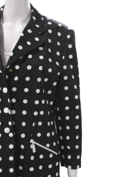Escada Womens 80s Polka Dot Cotton Blazer Collared Button Long Sleeve Size 40