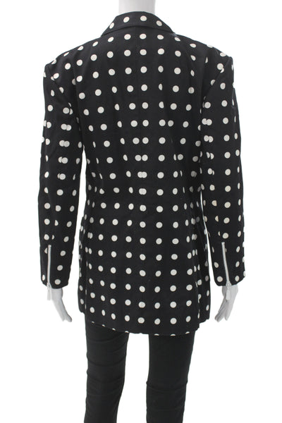 Escada Womens 80s Polka Dot Cotton Blazer Collared Button Long Sleeve Size 40