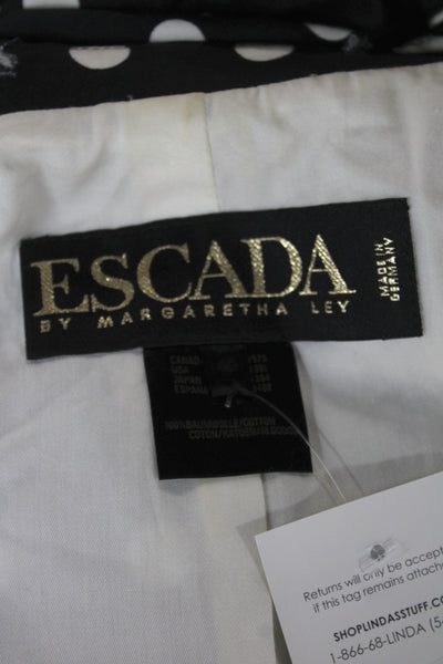 Escada Womens 80s Polka Dot Cotton Blazer Collared Button Long Sleeve Size 40