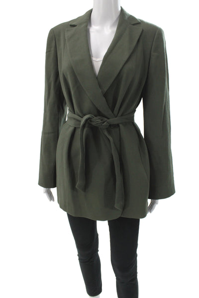 Giorgio Armani Womens Army Green Collared Blazer Long Sleeve Button Size 10