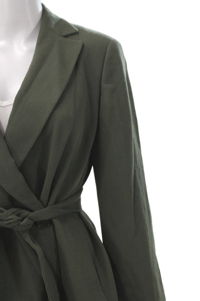 Giorgio Armani Womens Army Green Collared Blazer Long Sleeve Button Size 10