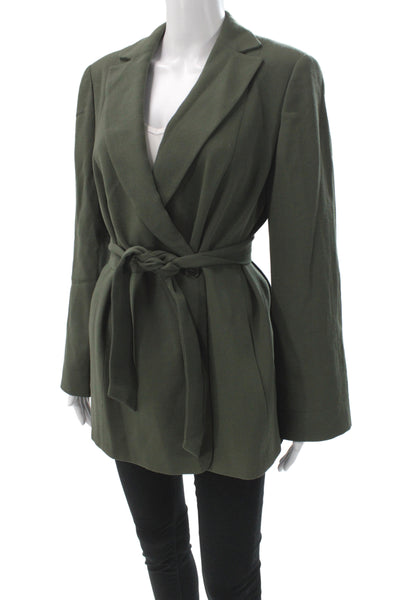 Giorgio Armani Womens Army Green Collared Blazer Long Sleeve Button Size 10