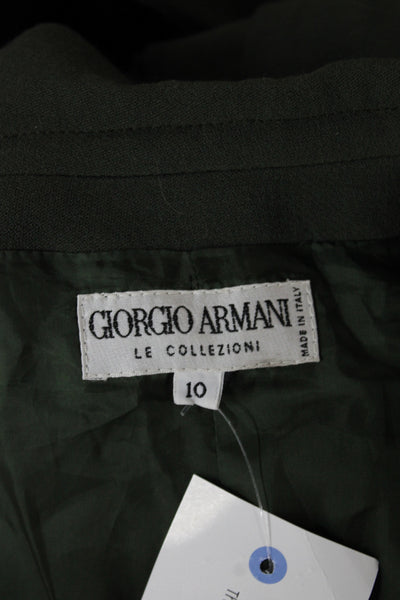 Giorgio Armani Womens Army Green Collared Blazer Long Sleeve Button Size 10