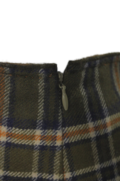 Per Se Womens Pleated Silk Plaid Short Skirt Brown Size 10