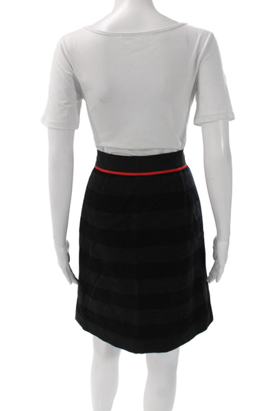 Per Se Women Pencil Wool Striped Black Skirt Size 10