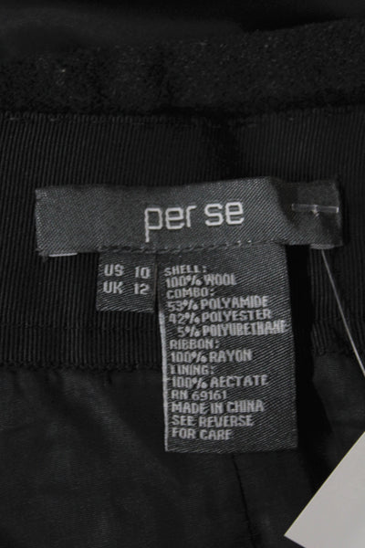 Per Se Women Pencil Wool Striped Black Skirt Size 10