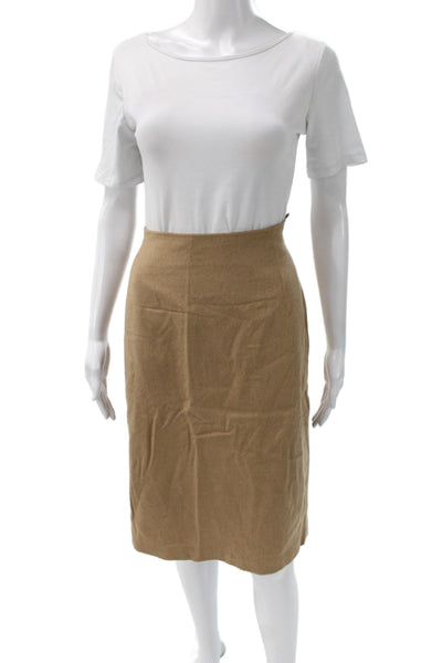 Max Mara Womens Pencil Skirt Tan Camelhair Knee Length Size 14