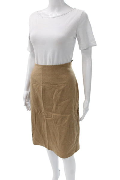 Max Mara Womens Pencil Skirt Tan Camelhair Knee Length Size 14
