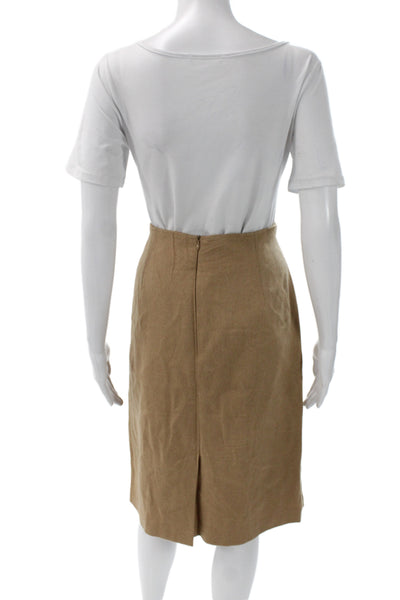 Max Mara Womens Pencil Skirt Tan Camelhair Knee Length Size 14