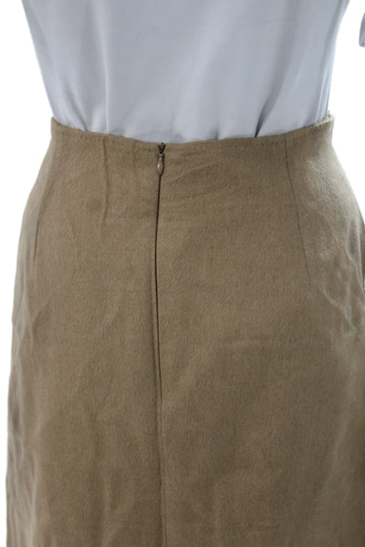 Max Mara Womens Pencil Skirt Tan Camelhair Knee Length Size 14