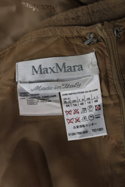Max Mara Womens Pencil Skirt Tan Camelhair Knee Length Size 14