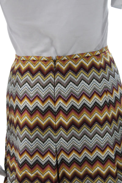 Per Se Womens A-Line Midi Silk Geometric Brown Skirt Size 12
