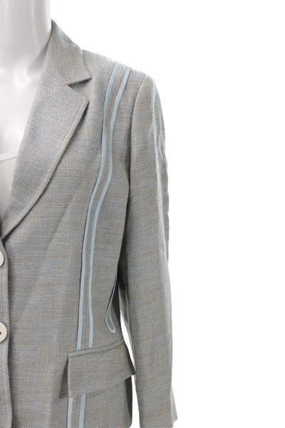 Etcetera Unisex Gray Striped Collared Button Blazer Long Sleeve Size 12