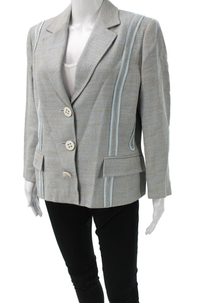 Etcetera Unisex Gray Striped Collared Button Blazer Long Sleeve Size 12