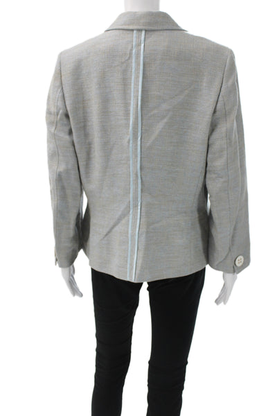 Etcetera Unisex Gray Striped Collared Button Blazer Long Sleeve Size 12