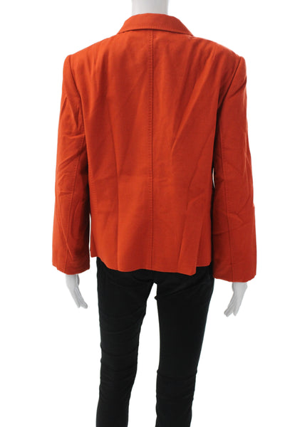 Jaeger Womens Orange Cotton Polyester Collared Button Blazer Long Sleeve Size M