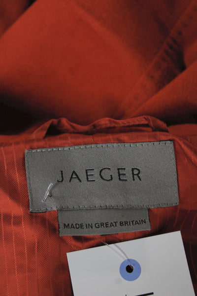 Jaeger Womens Orange Cotton Polyester Collared Button Blazer Long Sleeve Size M