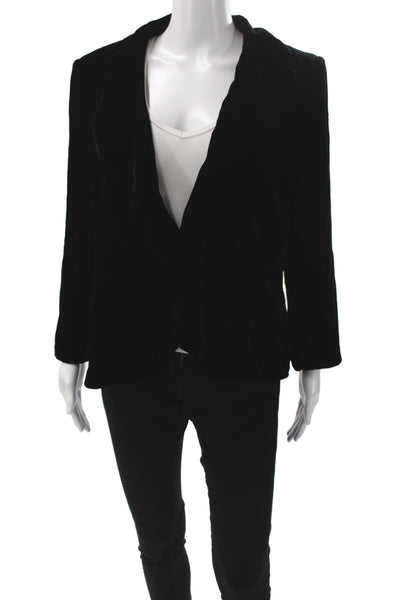 DKNY Womens Black V-Neck Blazer Polyester Rayon Long Sleeve Size 14