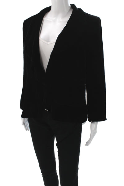 DKNY Womens Black V-Neck Blazer Polyester Rayon Long Sleeve Size 14