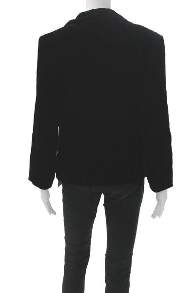 DKNY Womens Black V-Neck Blazer Polyester Rayon Long Sleeve Size 14