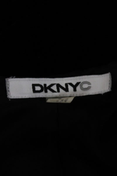 DKNY Womens Black V-Neck Blazer Polyester Rayon Long Sleeve Size 14