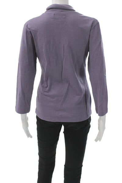 Armand Ventilo Women Purple Basic Mock Neck 3/4 Sleeve Cotton Top Size 40