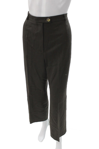 Burberry Unisex Dress Pants Brown 100% Wool Button Front Designer Size 32
