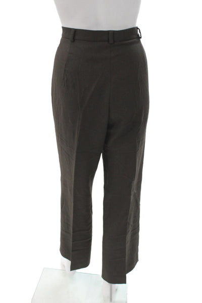 Burberry Unisex Dress Pants Brown 100% Wool Button Front Designer Size 32