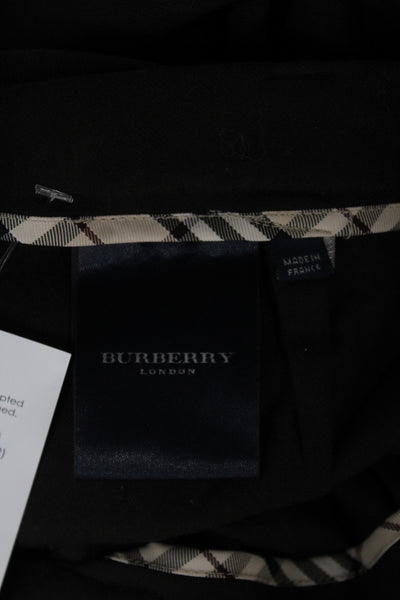 Burberry Unisex Dress Pants Brown 100% Wool Button Front Designer Size 32