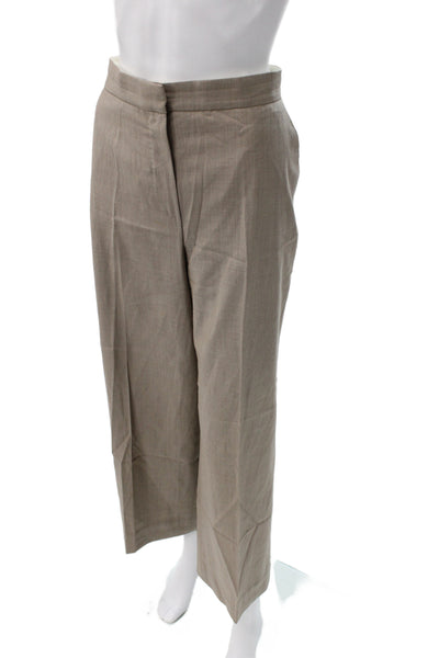 Max Mara Unisex Dress Pants Beige Linen Cotton Solid Hook Eye Size 30