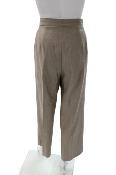 Max Mara Unisex Dress Pants Beige Linen Cotton Solid Hook Eye Size 30