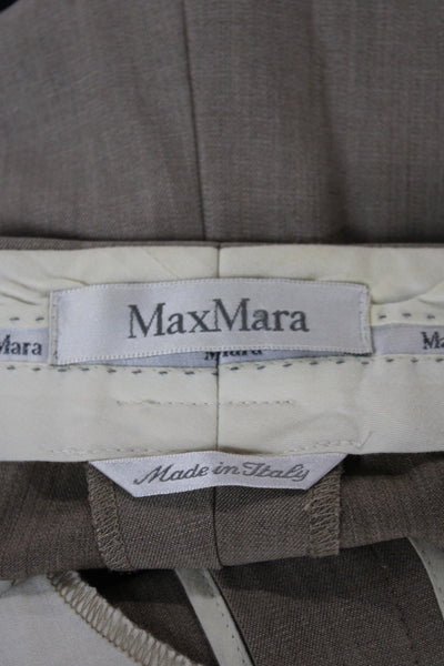 Max Mara Unisex Dress Pants Beige Linen Cotton Solid Hook Eye Size 30