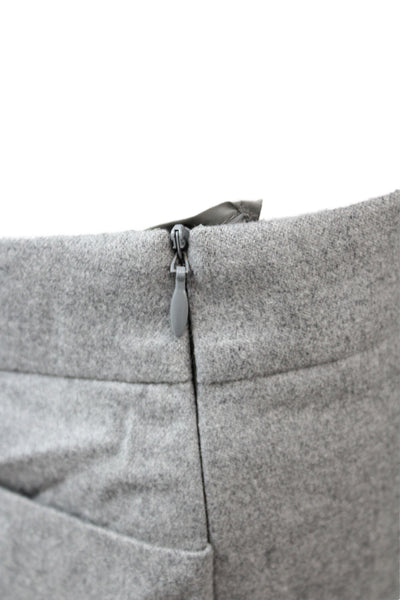 Akris Women Cropped Ankle Dress Pants Gray Wool Polyester Size 14