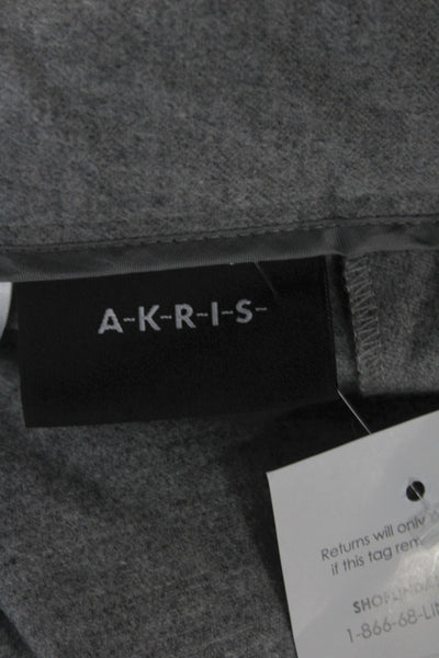 Akris Women Cropped Ankle Dress Pants Gray Wool Polyester Size 14