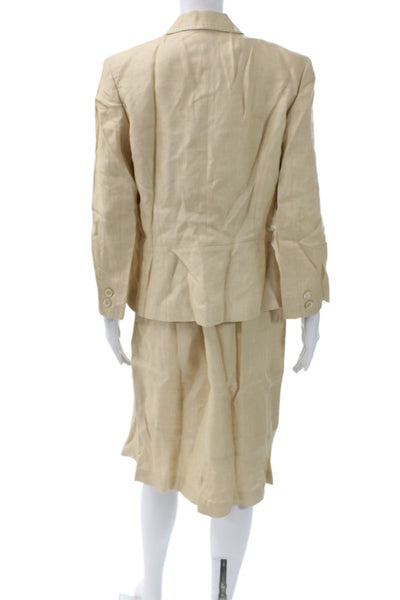 Javier Simorra Womens Beige Linen 2 Piece Suit Long Sleeve Size 44