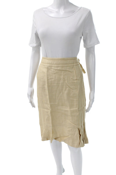 Javier Simorra Womens Beige Linen 2 Piece Suit Long Sleeve Size 44