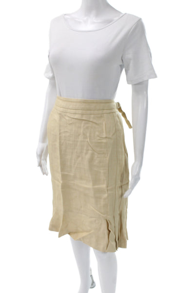 Javier Simorra Womens Beige Linen 2 Piece Suit Long Sleeve Size 44