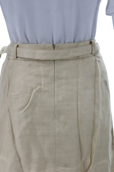 Javier Simorra Womens Beige Linen 2 Piece Suit Long Sleeve Size 44