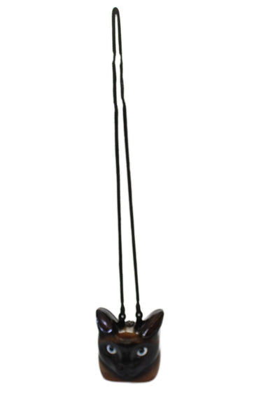 Timmy Woods Womens Handmade Wooden Cat Purse Handbag Brown