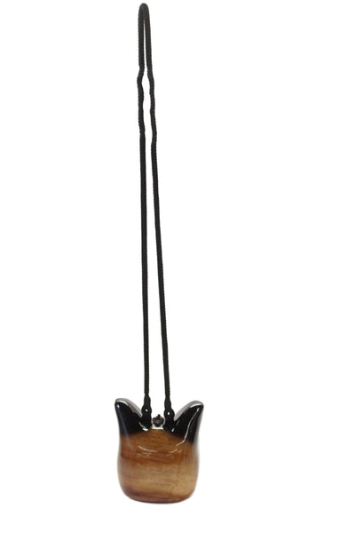 Timmy Woods Womens Handmade Wooden Cat Purse Handbag Brown