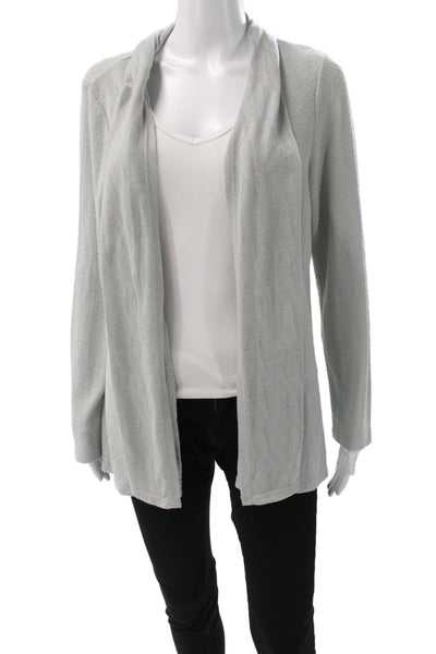 One September Womens Striped Gray Cotton Polyester Coatigan Long Sleeve Size M
