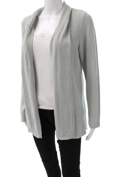 One September Womens Striped Gray Cotton Polyester Coatigan Long Sleeve Size M