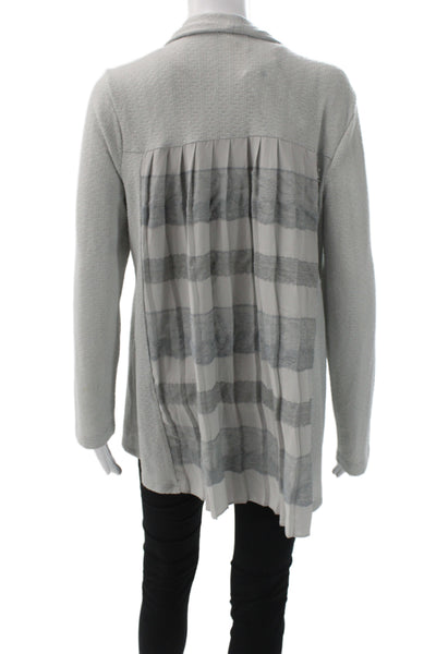 One September Womens Striped Gray Cotton Polyester Coatigan Long Sleeve Size M