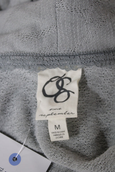 One September Womens Striped Gray Cotton Polyester Coatigan Long Sleeve Size M